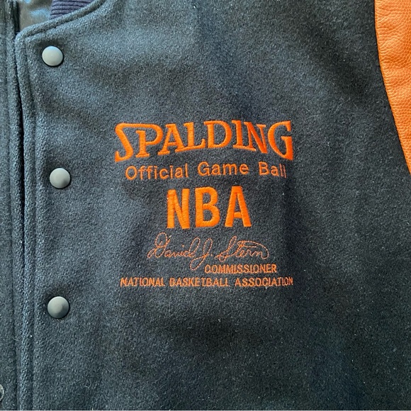 90’s Vintage Spalding Basketball NBA Leather and Wool Varsity Jacket - Picture 3 of 7